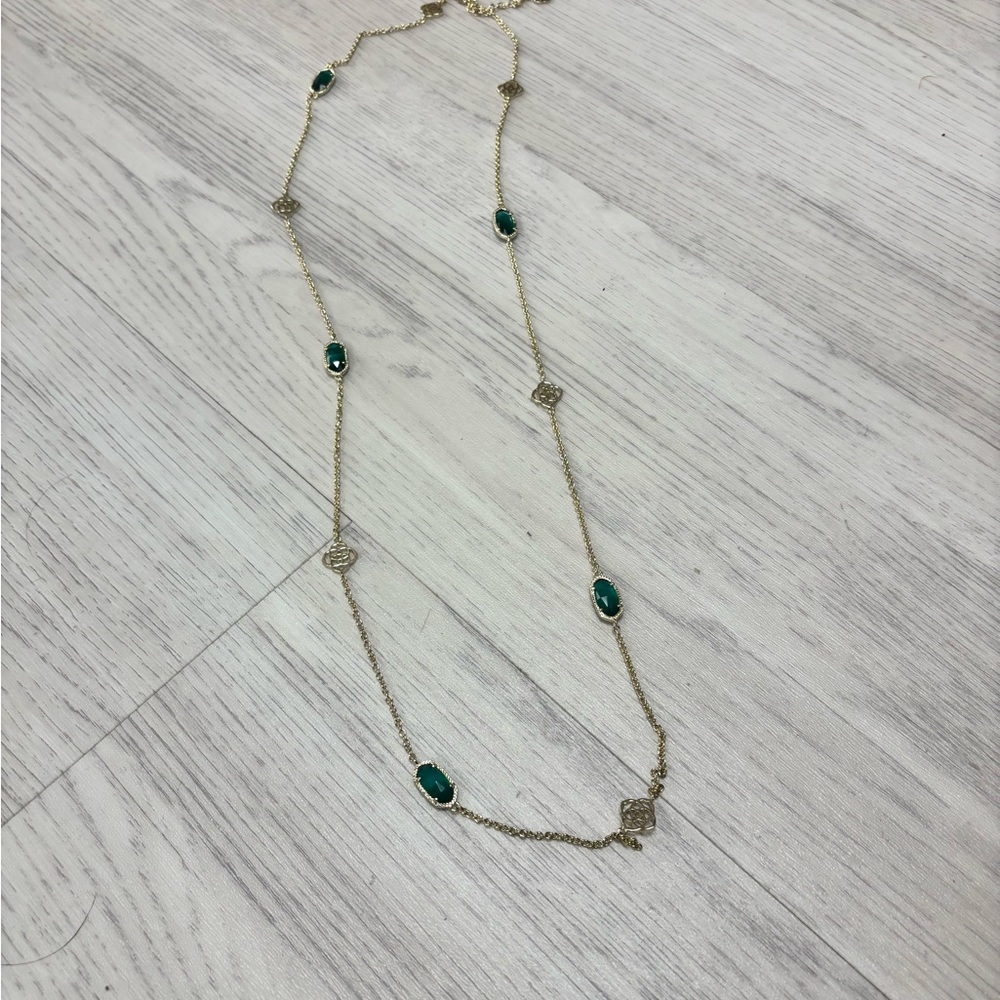 Kendra Scott Gold Necklace with Green Accents